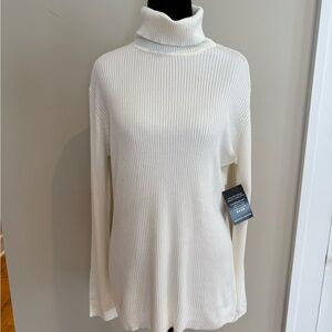 Cozy Versatile Boston Proper Ivory Ribbed Turtleneck Sweater Size L